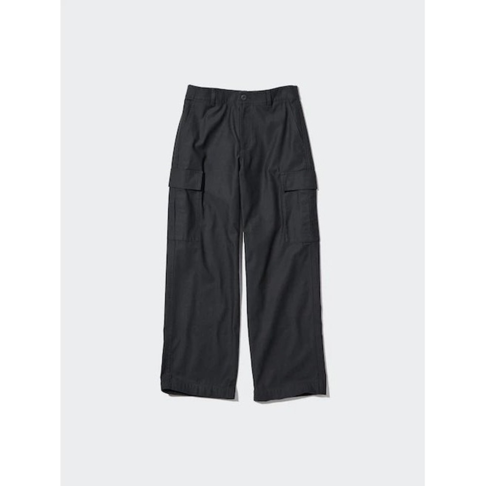 Uniqlo Wide Straight Cargo Pants Women M Black Utility Gorpcore Streetwear Basic
